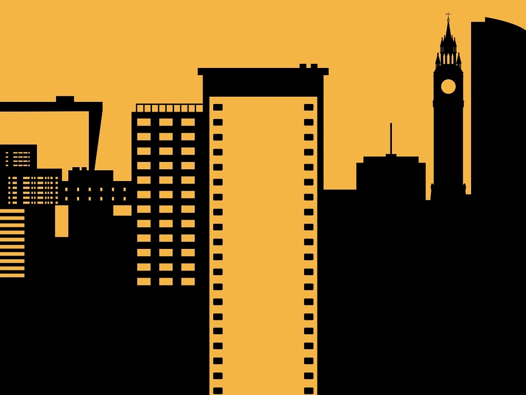 Poster for BFI FAN CON with the Belfast Skyline and the tagline Connecting the BFI Film Audience Network